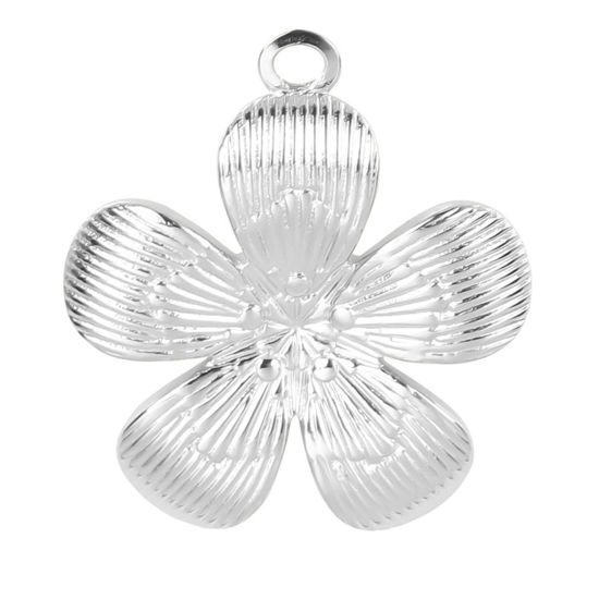 Immagine di 304 Acciaio Inossidabile Charms Tono Argento Fiore 27mm x 25mm, 1 Pz