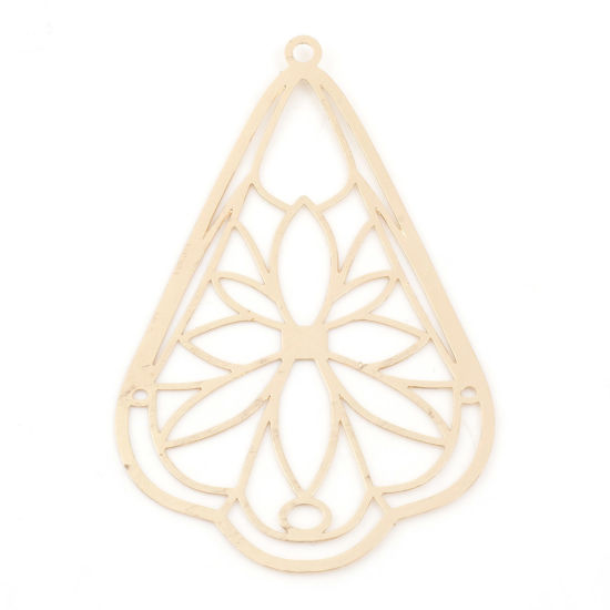 Imagen de Hierro Colgantes Gota KC Dorado Flor 4.9cm x 3.2cm, 10 Unidades