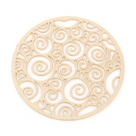 Image de Breloques en Alliage de Fer Rond Plaqué Or KC Spiral 25mm Dia, 20 Pcs