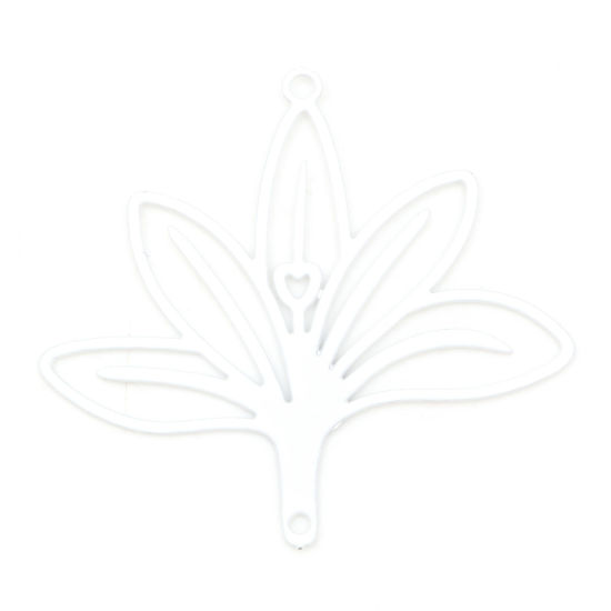 Image de Connecteurs Estampe en Filigrane en Alliage de Fer Blanc Orchidée Laqué 3.8cm x 3.6cm, 10 Pcs