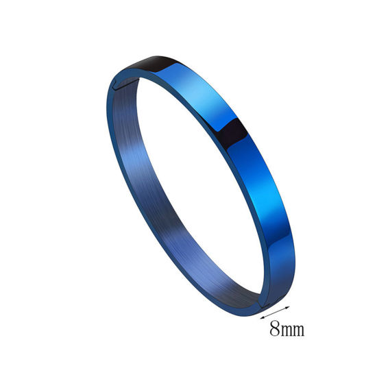 Bild von 304 Edelstahl 8 mm blanko Stempeletiketten Armreifen Armbänder rund blau poliert zwei Seiten 6 cm Durchmesser, 1 Stück