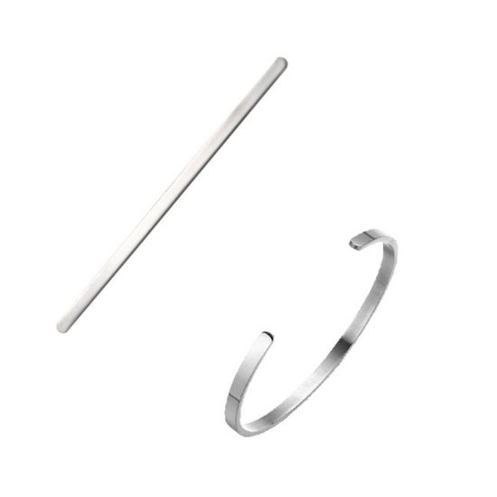Picture of 304 Stainless Steel Blank Stamping Tags Blank Bar For DIY Cuff Bracelet Bangle Making Jewelry Findings Rectangle Silver Tone Polished Two Sides 16cm(6 2/8") long, 3mm, 1 Piece