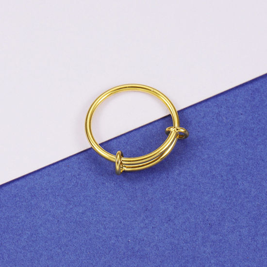 Picture of 304 Stainless Steel Expandable Rings Gold Plated 17mm(US Size 6.5), 1 Piece