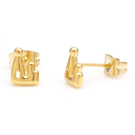 Picture of 1 Pair Vacuum Plating 304 Stainless Steel Fairy Tale Collection Ear Post Stud Earrings Gold Plated Castle 7.5mm x 6mm, Post/ Wire Size: (21 gauge)