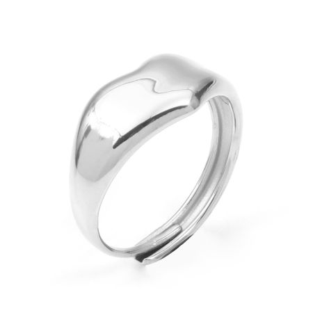 Picture of 304 Stainless Steel Valentine's Day Open Rings Silver Tone 18.5mm(US size 8.5), 1 Piece