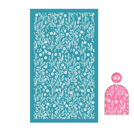 Bild von Terylen Gedruckte Vorlage DIY-Werkzeuge für Polymer Clay Ohrring Schmuckherstellung Cyan Rechteck Blumen Wiederverwendbar 15cm x 9.1cm, 1 Stück