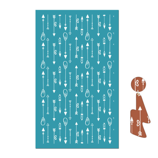 Picture of Polyester Printed Template DIY Tools For Polymer Clay Earring Jewelry Making Green Blue Rectangle Arrow Reusable 15cm x 9.1cm, 1 Piece