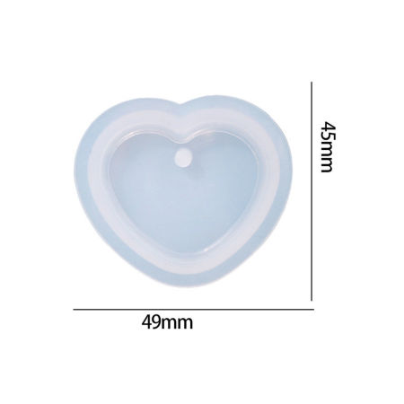 Picture of Silicone Resin Mold For Keychain Necklace Earring Pendant Jewelry DIY Making Heart Flower White 