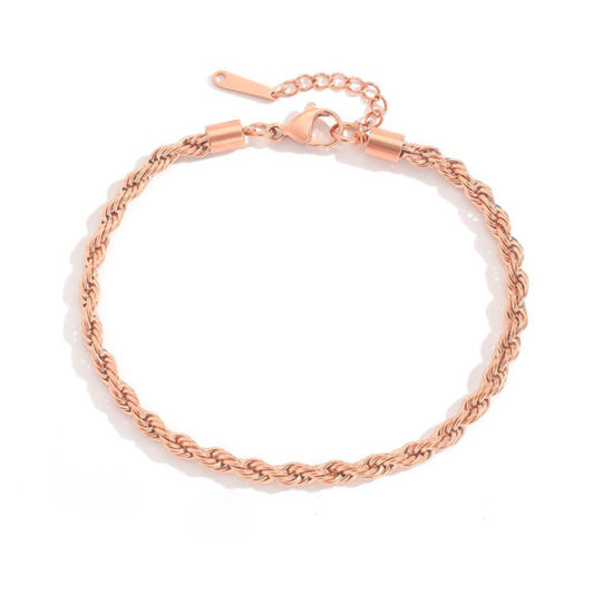 Bild von 304 Edelstahl Einfach Zopfkette Kette Fußketten Rosegold 20cm lang, 1 Strang