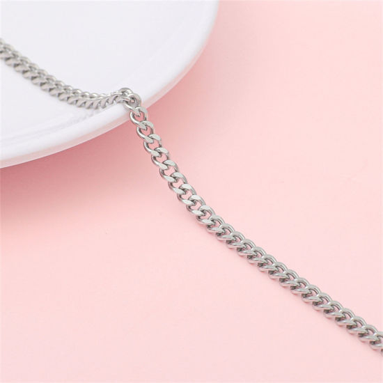 Picture of 304 Stainless Steel Curb Link Chain Silver Tone 4.4mm, 1 M