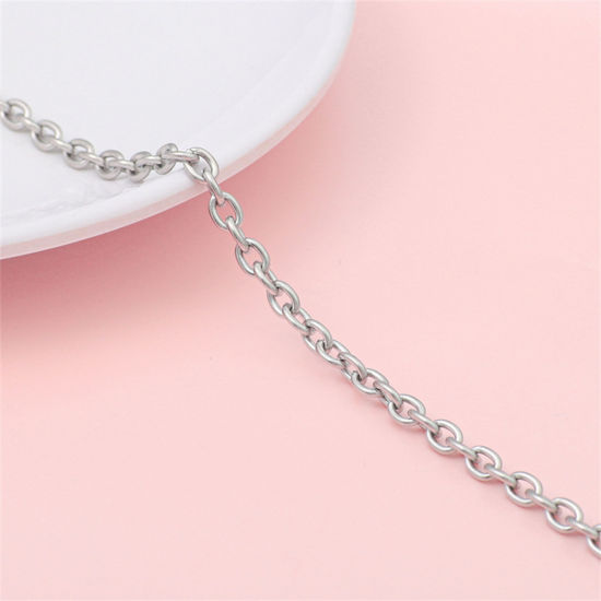 Picture of 304 Stainless Steel Rolo Chain Silver Tone 4.4mm, 1 M