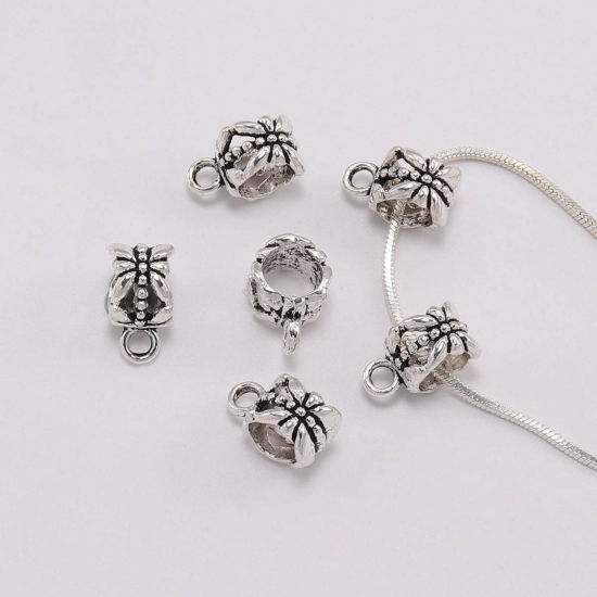 Zinc Based Alloy Bail Beads Dragonfly Animal Antique Silver Color Carved Pattern 20 PCs の画像
