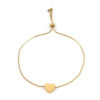 Picture of 1 Piece Vacuum Plating 304 Stainless Steel Valentine's Day Snake Chain Adjustable Slider/ Slide Bolo Bracelets Gold Plated Heart 27cm(10 5/8") long
