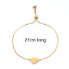 Picture of 1 Piece Vacuum Plating 304 Stainless Steel Valentine's Day Snake Chain Adjustable Slider/ Slide Bolo Bracelets Gold Plated Heart 27cm(10 5/8") long