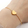 Picture of 1 Piece Vacuum Plating 304 Stainless Steel Valentine's Day Snake Chain Adjustable Slider/ Slide Bolo Bracelets Gold Plated Heart 27cm(10 5/8") long