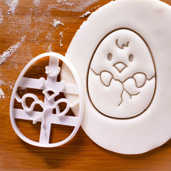 Picture of Plastic Easter Day Cutting Dies Tools For Cookie Clay DIY Making White Chicken 8.1cm x 6.3cm, 1 Piece