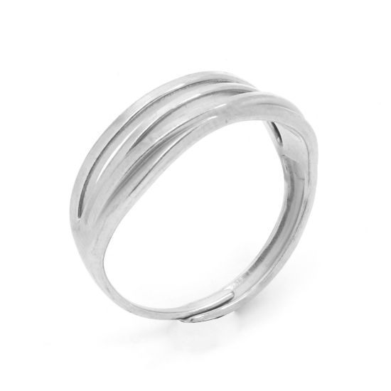 Immagine di 1 Pz Placcatura Sottovuoto PVD Ecologica 304 Acciaio Inossidabile Elegante Aperto Regolabile Anello Tono Argento Striscia 19.8mm (taglia di US: 10)