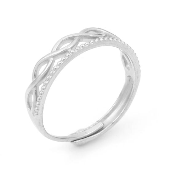 Image de 1 Pièce Bagues Ouvert Ajoustable en 304 Acier Inoxydable Placage sous Vide PVD Respectueux de l'Environnement Élégant Argent Mat Symbole"Infini" 18.9mm (Taille d'US 9)