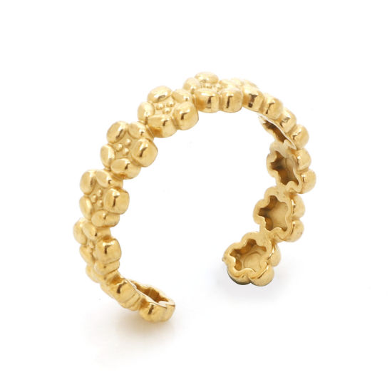 Imagen de 1 Unidad Recubrimiento al Vacío PVD Ecológico 304 Acero Inoxidable Elegante Abierto Ajustable Anillos Chapado en Oro Muñeca 17.7mm (US Size 7.5)