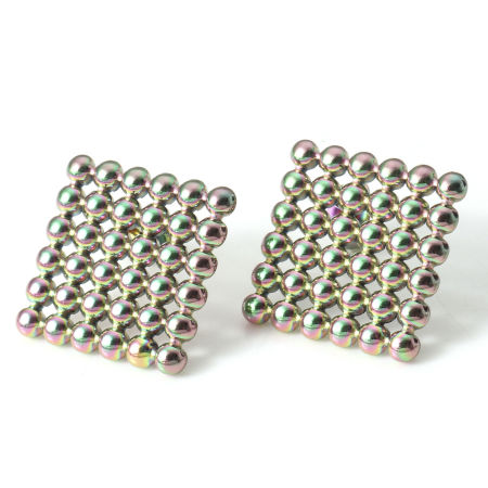 Picture of 1 Pair Eco-friendly PVD Vacuum Plating 304 Stainless Steel Geometric Earrings Rainbow Color Plated Rhombus 24mm x 24mm, Post/ Wire Size: (21 gauge)