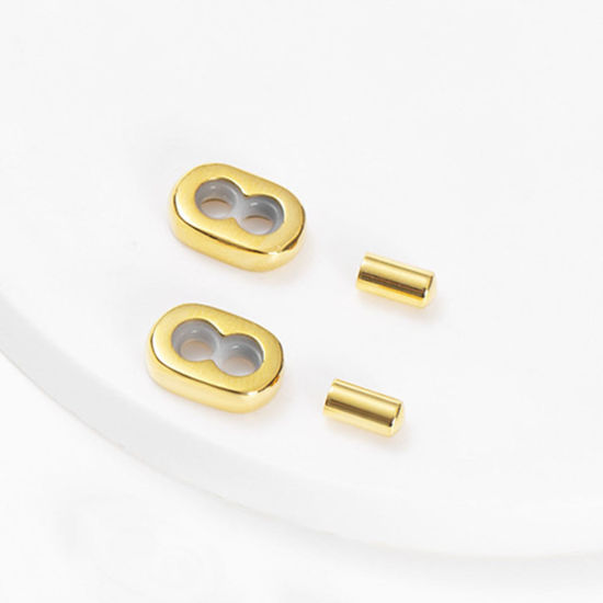 Picture of 304 Stainless Steel Clasps Infinity Symbol Gold Plated Adjustable (Fits Cord Size: 2.5mm) 1 Set