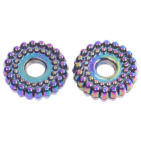 Zinc Based Alloy Spacer Beads For DIY Jewelry Making Rainbow Color Plated Round About 8mm x 8mm, Hole: Approx 2mm, 10 PCs