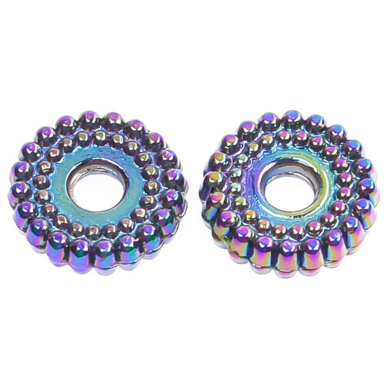 Picture of Zinc Based Alloy Spacer Beads For DIY Jewelry Making Rainbow Color Plated Round About 8mm x 8mm, Hole: Approx 2mm, 10 PCs