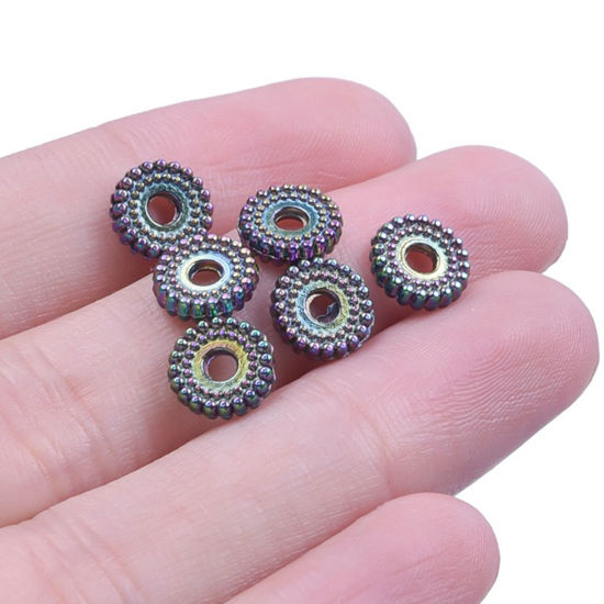 Picture of Zinc Based Alloy Spacer Beads For DIY Jewelry Making Rainbow Color Plated Round About 8mm x 8mm, Hole: Approx 2mm, 10 PCs