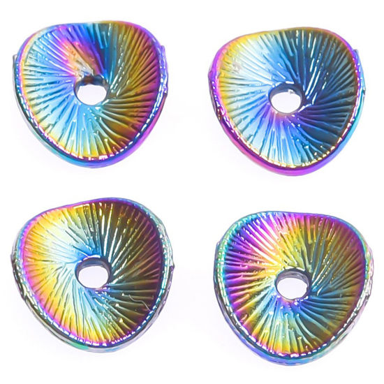 Picture of Zinc Based Alloy Spacer Beads For DIY Jewelry Making Rainbow Color Plated Irregular About 9mm x 8mm, Hole: Approx 1.5mm, 10 PCs