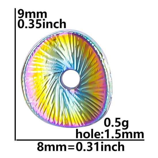Picture of Zinc Based Alloy Spacer Beads For DIY Jewelry Making Rainbow Color Plated Irregular About 9mm x 8mm, Hole: Approx 1.5mm, 10 PCs