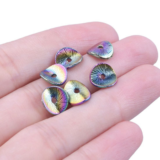 Picture of Zinc Based Alloy Spacer Beads For DIY Jewelry Making Rainbow Color Plated Irregular About 9mm x 8mm, Hole: Approx 1.5mm, 10 PCs