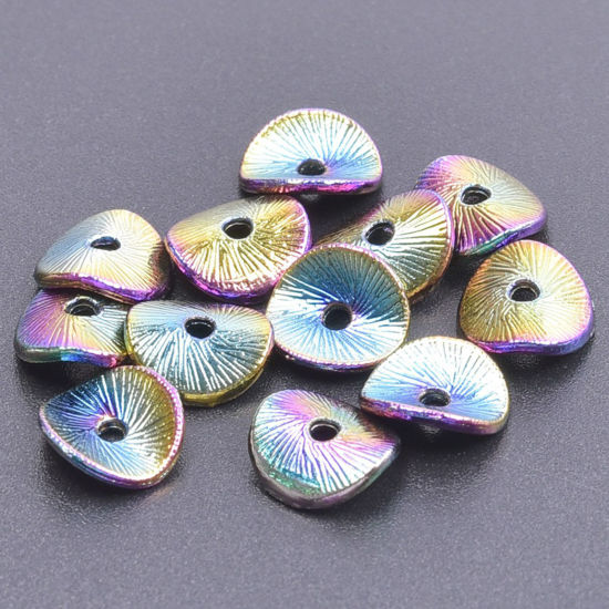 Picture of Zinc Based Alloy Spacer Beads For DIY Jewelry Making Rainbow Color Plated Irregular About 9mm x 8mm, Hole: Approx 1.5mm, 10 PCs