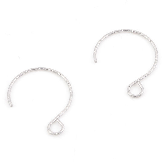 Immagine di 316 Acciaio inossidabile Ganci per Orecchini Tono Argento 20mm x 16mm, Posta / Filo Dimensione: (21 misura), 10 Pz