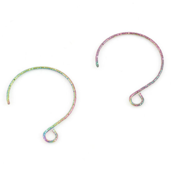 Immagine di 10 Pz Placcatura Sottovuoto 316 Acciaio inossidabile Orecchini con Ganci a Filo per Orecchio per Accessori per la Creazione di Gioielli Fai-da-te Colore Arcobaleno Placcato 24mm x 18mm, Posta/Filo Dimensione: (21 misura)
