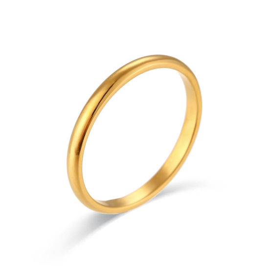 Bild von 304 Edelstahl Einfach Uneinstellbar Ring 18K Gold plattiert 15.7mm (US Größe: 5), 2mm, 1 Stück