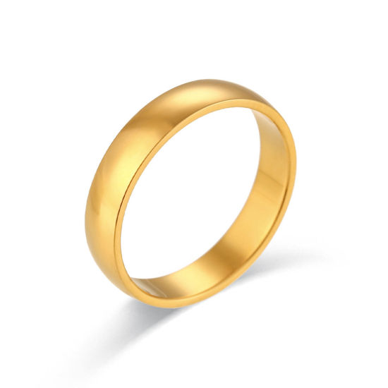 Bild von 304 Edelstahl Einfach Uneinstellbar Ring 18K Gold plattiert 15.7mm (US Größe: 5), 4mm, 1 Stück