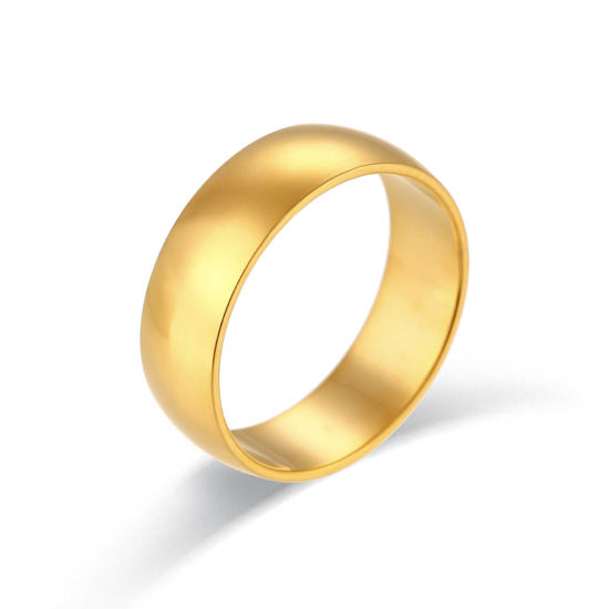 Bild von 304 Edelstahl Einfach Uneinstellbar Ring 18K Gold plattiert 15.7mm (US Größe: 5), 6mm, 1 Stück