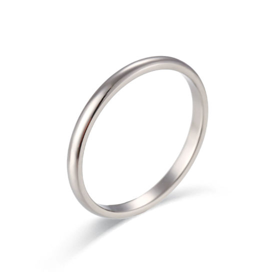 Picture of 304 Stainless Steel Simple Unadjustable Band Rings Silver Tone 15.7mm(US Size 5), 2mm, 1 Piece