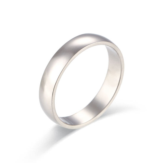 Bild von 304 Edelstahl Einfach Uneinstellbar Ring Silberfarbe 15.7mm (US Größe: 5), 4mm, 1 Stück