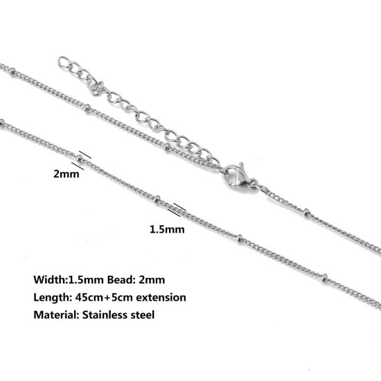 304ステンレス鋼 喜平チェーン ネックレス シルバートーン 45cm長さ、 チェーンサイズ: 1.5mm、 10 本 の画像