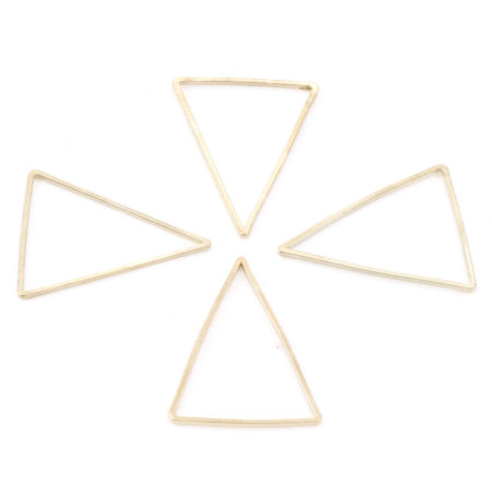 Image de Connecteurs Série Géométrie en Laiton Plaqué Or KC Triangle 25mm x 19.5mm, 20 Pcs