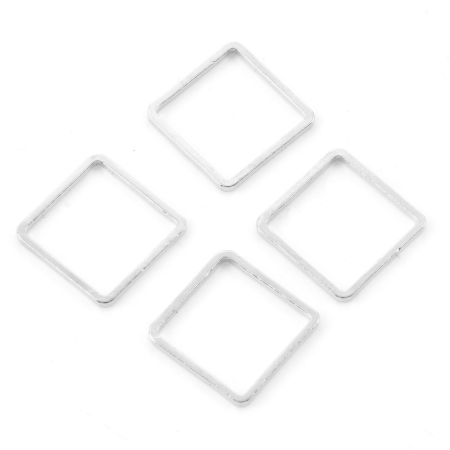 Picture of Brass Geometry Series Connectors Silver Tone Square 12mm x 12mm, 20 PCs