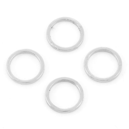 Picture of Brass Geometry Series Connectors Silver Tone Round 8mm Dia., 20 PCs