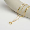 Picture of 316 Stainless Steel Stylish Link Chain Multilayer Layered Necklace 18K Gold Plated Heart 39cm(15 3/8") long, 1 Piece