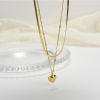 Picture of 316 Stainless Steel Stylish Link Chain Multilayer Layered Necklace 18K Gold Plated Heart 39cm(15 3/8") long, 1 Piece