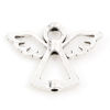 Bild von Zinklegierung Religiös Perlen Rahmen Engel Antiksilber Hohl (Fits 6mm Perlen) 29mm x 22mm, 30 Stück