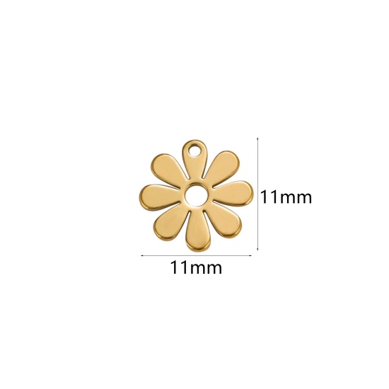 Изображение 304 Нержавеющая Сталь Подвески Маргаритка Позолоченный 11мм x 11мм, 2 ШТ