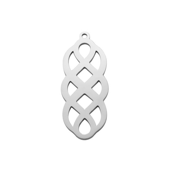 Picture of 304 Stainless Steel Pendants Silver Tone Braided 32.5mm x 13mm, 1 Piece