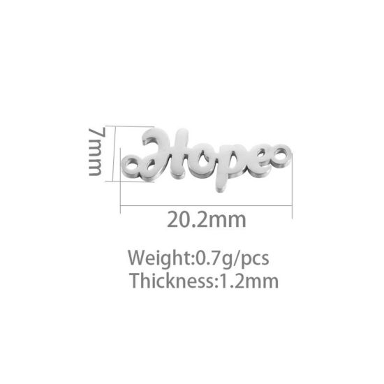 Picture of 304 Stainless Steel Connectors Silver Tone Message " Hope " 20mm x 7mm, 1 Piece