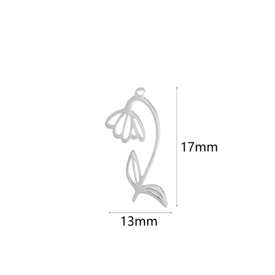 Bild von 304 Edelstahl Charms Silberfarbe Schneeflocke 13mm x 17mm, 1 Stück